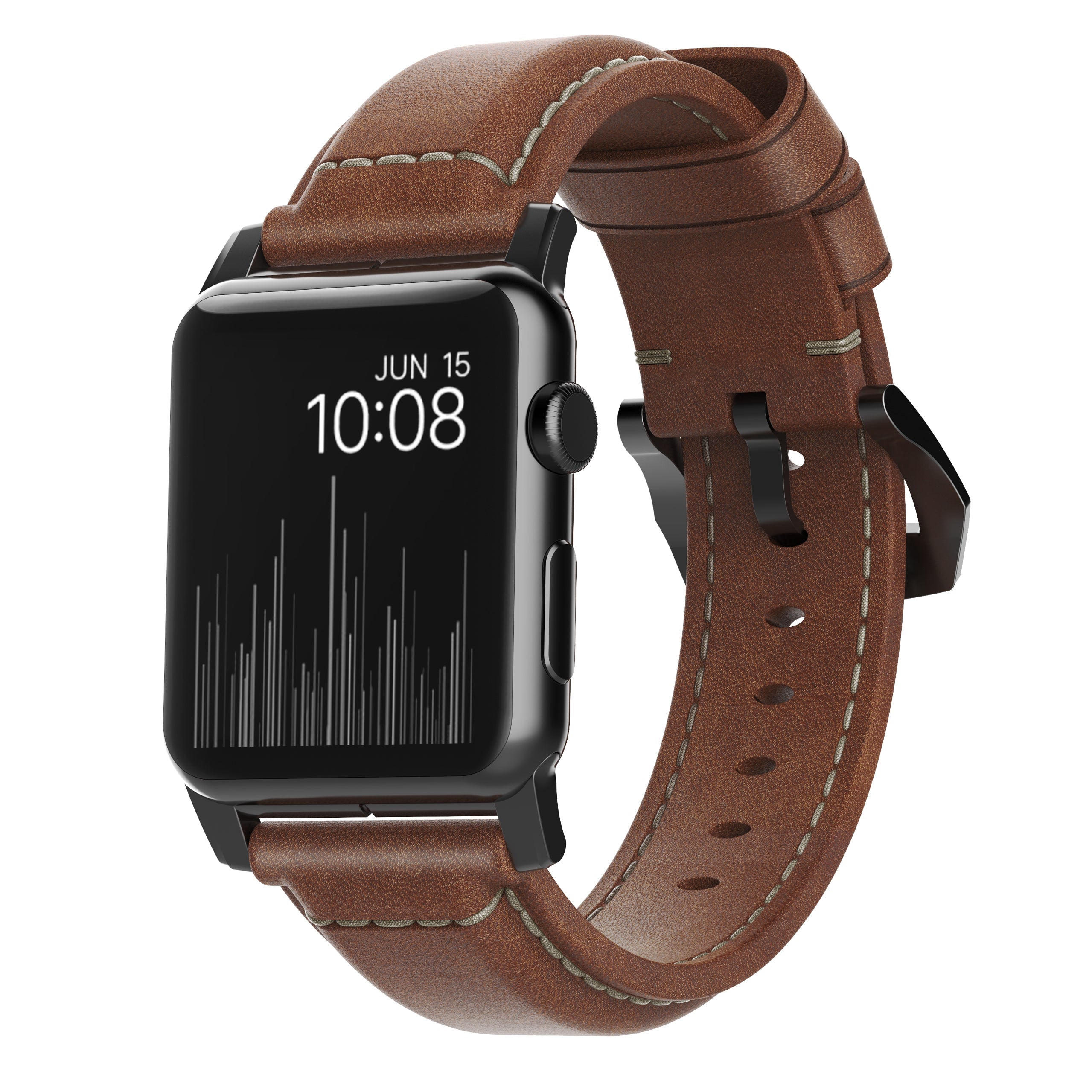 Nomad Traditional leather band brown / black hardware 45/46/49 mm